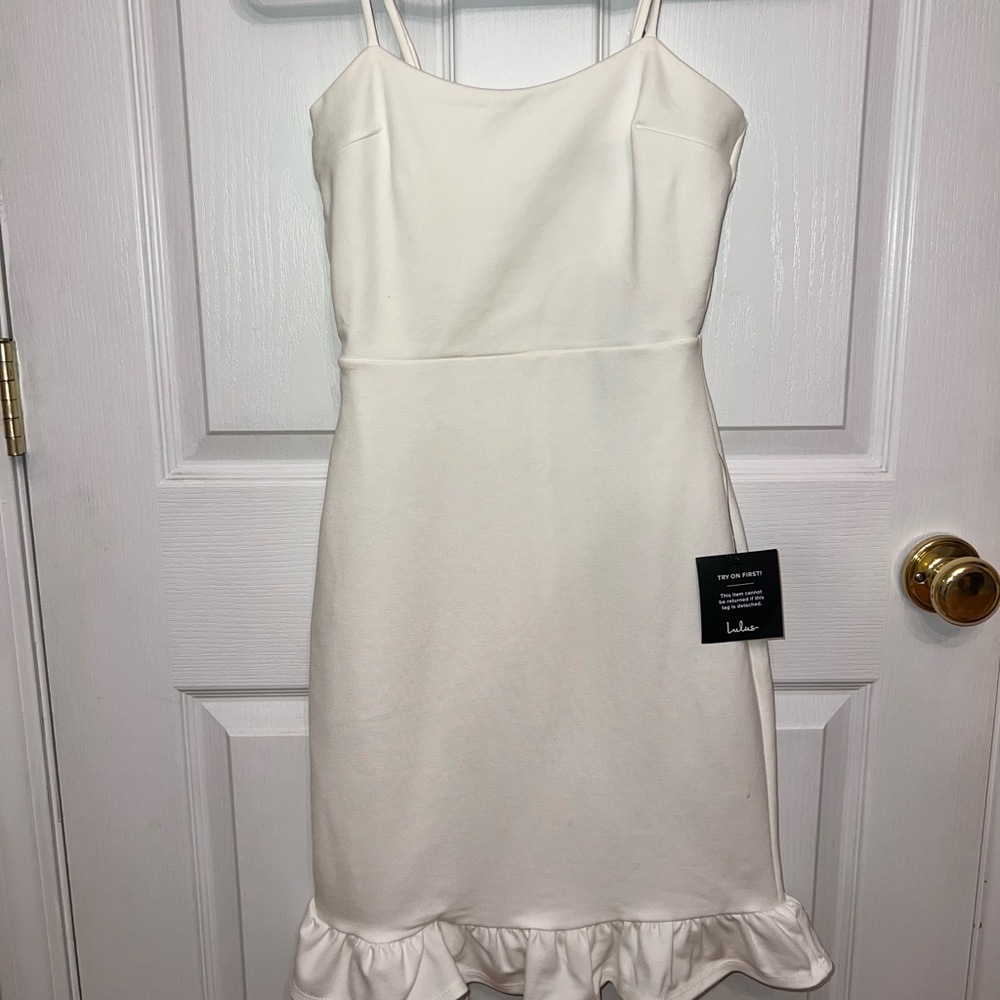 Lulu's Cream Ruffle Hem Dress